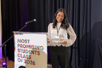 Gabriella Munoz at podium