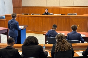 Participants in the Catholic Middle School Mock Trial Program at St. John's Law.