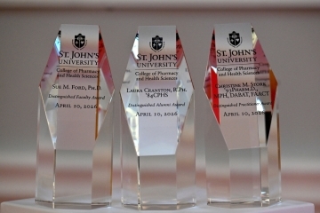 Crystal awards presented at the St. John's University College of Pharmacy and Health Sciences awards gala.