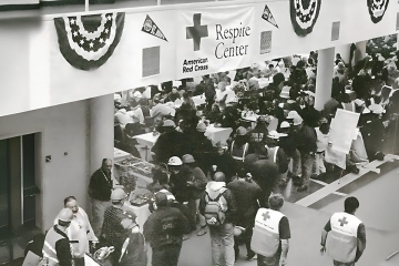 St. John's Manhattan campus when it was a Red Cross Respite Center