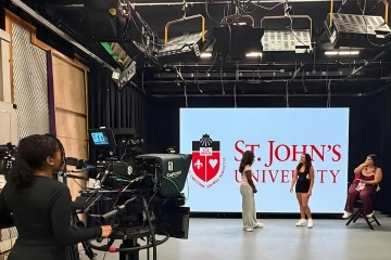 Video screen in tv studio.