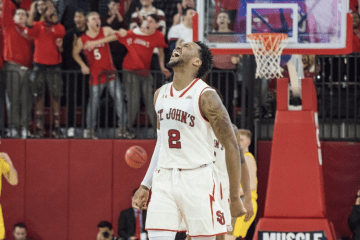 St. John's Basketball Player screaming on court