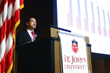 Conrado “Bobby” Gempesaw, Ph.D., addresses the University community.