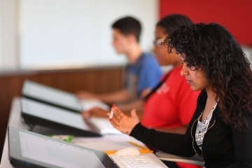 Students working on computer