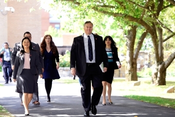 Administrators walking on campus