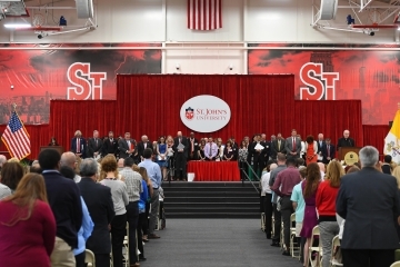 Shot of audience and stage at ceremony