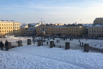 Scandinavia street covered with snow