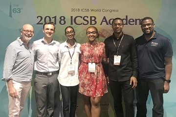 L to R: Neil H. Feinstein; Krist Sokoli; Ariel Metayer; Yasmin Lall ’19MBA; Ariel Metayer ’21C; Fabian Givens ’18GCPS; Kevin Jam