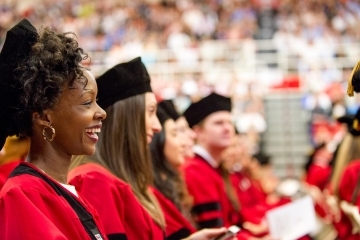 law students seated at commencement