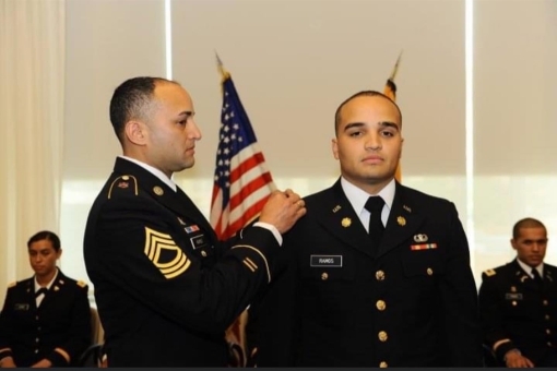 Gabriel Vazquez ’18CPS being pinned at ceremony