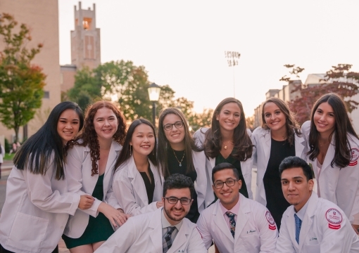 Group of pharmacy students posing for photo on St Johns campus