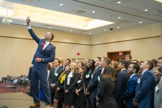 Dean Simons takes a Convocation selfie