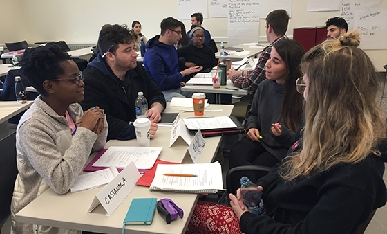 Law school students sitting and talking