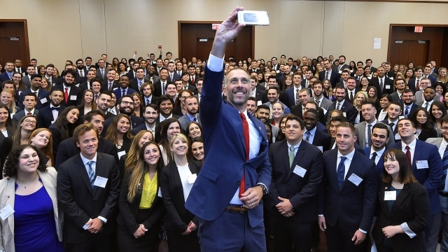 Dean Simons Taking Selfie with Incoming Class