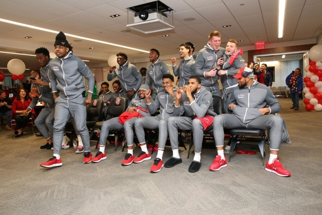 Men's Basketball Team Celebrating NCAA Selection