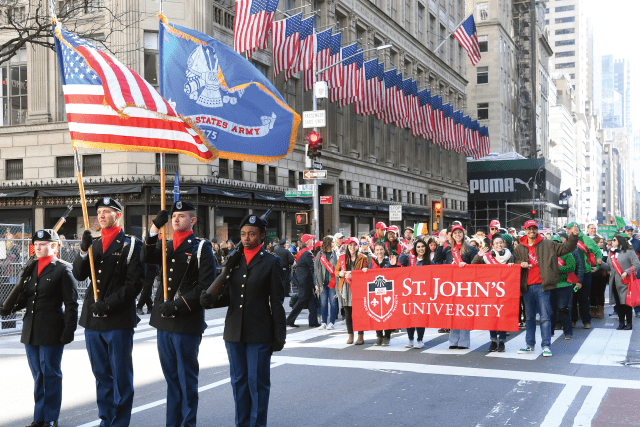 St. John's University marching at St. Patrick’s Day Parade 