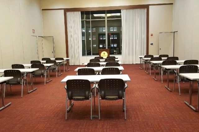 D'Angelo Center setup with tables and chairs