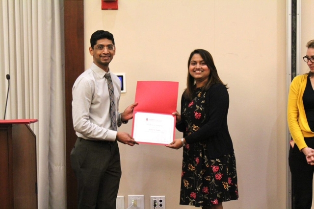 Five Minute Thesis competition third place student