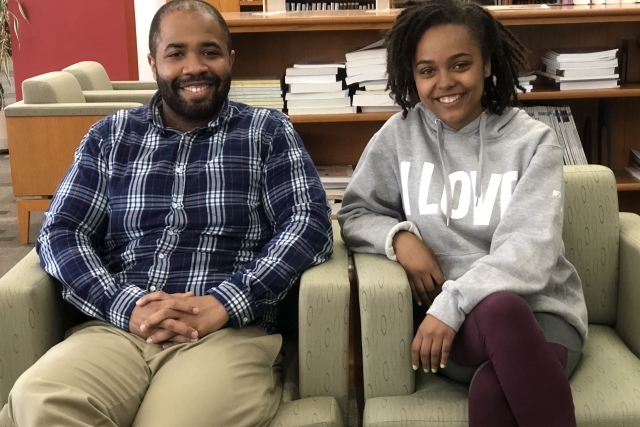 Cheyenne Ross with Dr. Lequez Spearman sitting on a couch