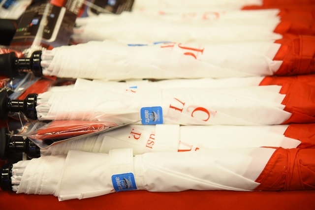 Umbrellas on a table