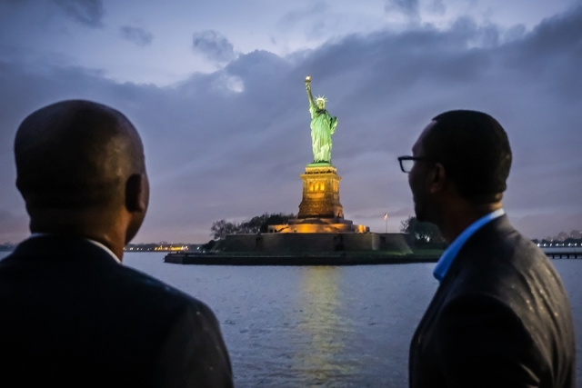 Grand Alumni Homecoming Weekend Sunset Cruise view of Statue of Liberty
