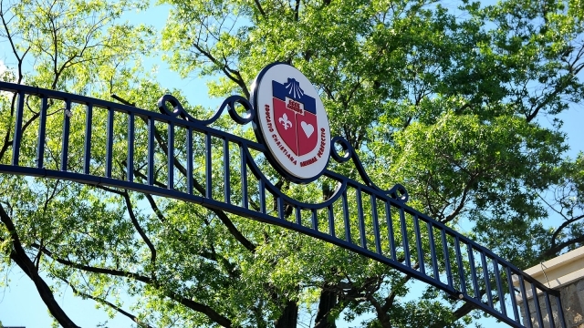 Crest on the front gate 