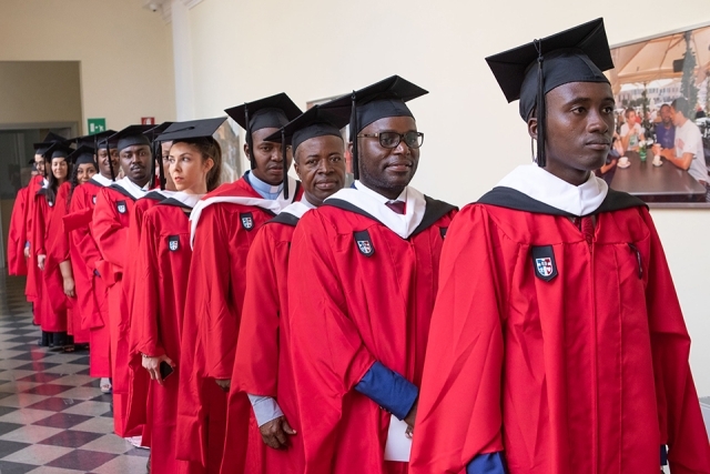 Rome Campus graduates lined up