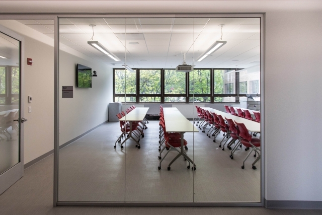 The Peter J Tobin College of Business empty classroom