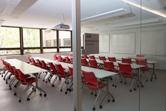The Peter J Tobin College of Business empty classroom