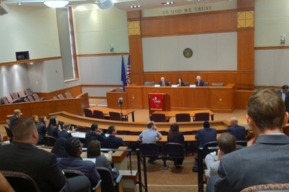 Moot Court Room with people sitting in the seats