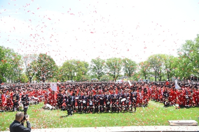 Shot of graduates at commencement ceremony
