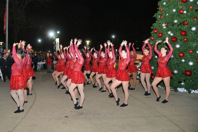 Kickline lined up during performance