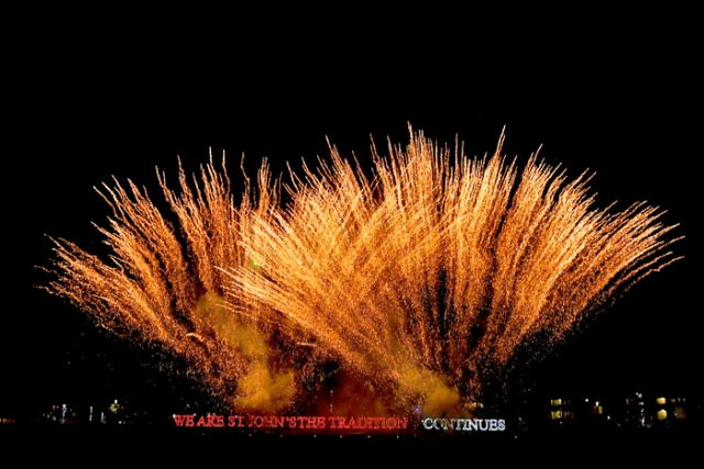 Fireworks going off at night