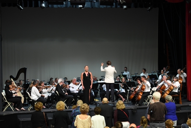 21st Annual Great Lawn Summer Concert stage with conductor and orchestra