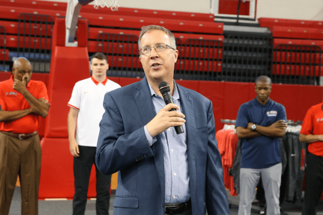 Athletic Director Mike Cragg delivers opening remarks