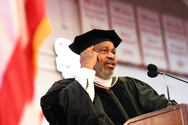 Speaker standing at podium 