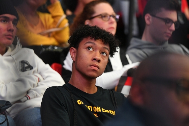 A student guest looking at stage