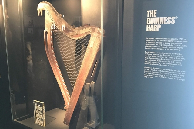 The Guinness Harp enclosed in glass exhibit