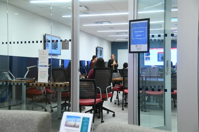 Looking through door to classroom