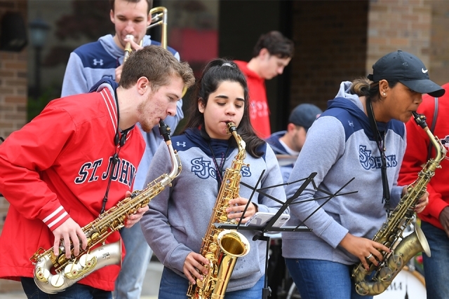 Pep band saxaphone players
