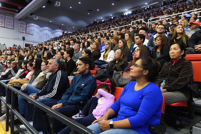 Wide angle shot of welcome program crowd