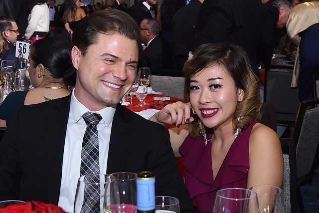 Two guests seated at a table at the St. John’s University 2019 President’s Dinner