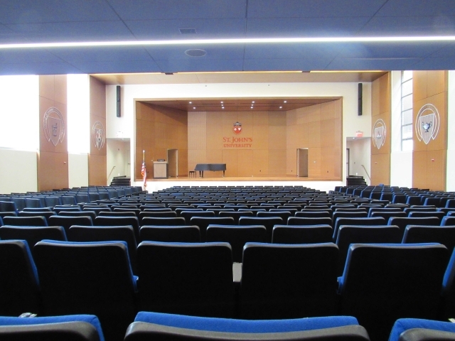 Empty stage in Marillac Auditorium