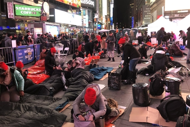 St. John’s Students at World’s Big Sleep Out in Times Square