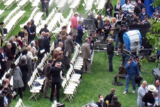 Overhead shot of movie shoot 