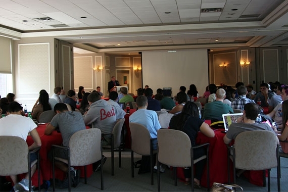 Staten Island Conference Room with people sitting listening to someone speak at the podium