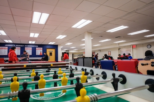Campus Center with games and kids playing