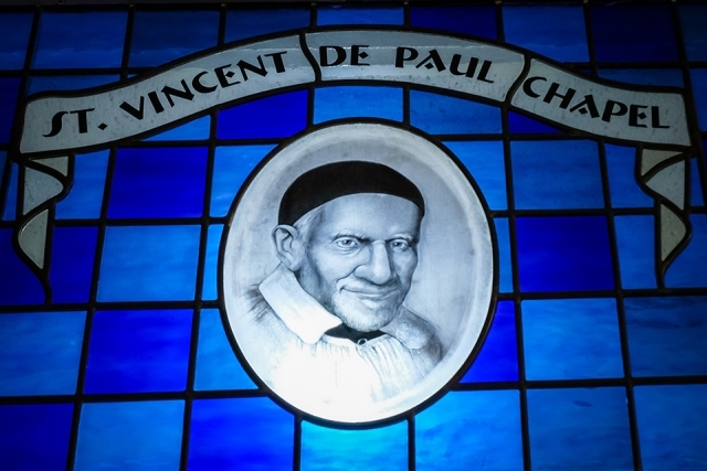 St. Vincent de Paul Chapel printed in stained glass