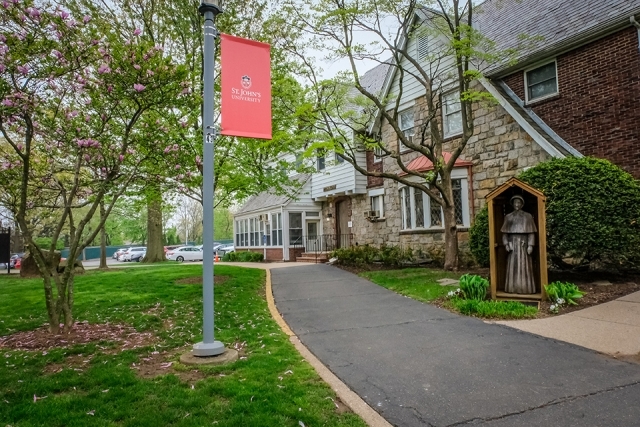 Elizabeth Ann Seton statue from afar
