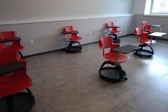 Classroom with student seats spreadout